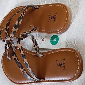 Shade & Shore Leopard Strap Sandals - Tan